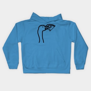 Portrait of a Goose Stealing Pizza Outline Kids Hoodie